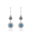 Sterling Silver Filigree Art Gemstone Dangle Women Floral Earrings