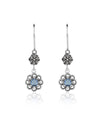 Sterling Silver Filigree Art Gemstone Dangle Women Floral Earrings
