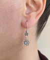 Sterling Silver Filigree Art Gemstone Dangle Women Floral Earrings