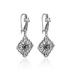 925 Sterling Silver Filigree Art Flower Figured Dangle Drop Earrings