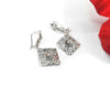 925 Sterling Silver Filigree Art Flower Figured Dangle Drop Earrings