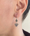 Sterling Silver Filigree Art Gemstone Dangle Women Diamond Earrings