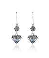 Sterling Silver Filigree Art Gemstone Dangle Women Diamond Earrings