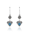Sterling Silver Filigree Art Gemstone Dangle Women Diamond Earrings