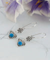 Sterling Silver Filigree Art Gemstone Dangle Women Diamond Earrings