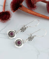 Sterling Silver Filigree Art Gemstone Dangle Women Earrings