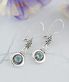 Sterling Silver Filigree Art Gemstone Dangle Women Earrings