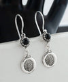 Sterling Silver Filigree Art Gemstone Dangle Women Round Earrings