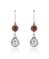 Sterling Silver Filigree Art Gemstone Dangle Women Round Earrings