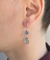 Sterling Silver Filigree Art Gemstone Dangle Women Round Earrings