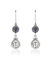 Sterling Silver Filigree Art Gemstone Dangle Women Round Earrings