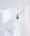 Sterling Silver Filigree Art Gray Moonstone Gemstone Women Drop Earrings