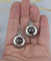 Sterling Silver Filigree Art Gray Moonstone Gemstone Women Drop Earrings