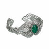 925 Sterling Silver Filigree Art Moss Green Agate Gemstone Cuff Bracelet