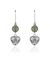 Sterling Silver Filigree Art Gemstone Dangle Women Heart Earrings