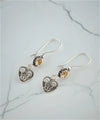 Sterling Silver Filigree Art Gemstone Dangle Women Heart Earrings