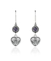 Sterling Silver Filigree Art Gemstone Dangle Women Heart Earrings