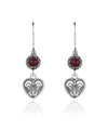 Sterling Silver Filigree Art Gemstone Dangle Women Heart Earrings
