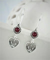 Sterling Silver Filigree Art Gemstone Dangle Women Heart Earrings