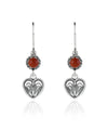 Sterling Silver Filigree Art Gemstone Dangle Women Heart Earrings