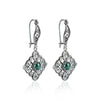925 Sterling Silver Filigree Art Malachite Gemstone Dangle Drop Earrings