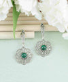 Sterling Silver Filigree Art Malachite Gemstone Women Dangle Drop Earrings