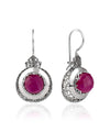 Sterling Silver Filigree Art Opaque Ruby Corundum Gemstone Women Drop Earrings