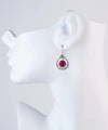 Sterling Silver Filigree Art Opaque Ruby Corundum Gemstone Women Drop Earrings