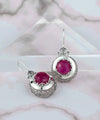 Sterling Silver Filigree Art Opaque Ruby Corundum Gemstone Women Drop Earrings