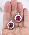 Sterling Silver Filigree Art Opaque Ruby Corundum Gemstone Women Drop Earrings