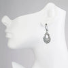925 Sterling Silver Filigree Art Flower Earrings Dangle Drop Earrings