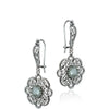 925 Sterling Silver Filigree Art Prasiolite Sun Figured Dangle Drop Earrings