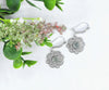 925 Sterling Silver Filigree Art Prasiolite Sun Figured Dangle Drop Earrings