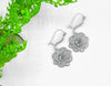 925 Sterling Silver Filigree Art Prasiolite Sun Figured Dangle Drop Earrings
