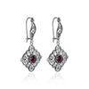 925 Sterling Silver Handcrafted Filigree Art Tiny Dangle Drop Earrings with Ruby Corundum Gemstone
