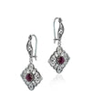 925 Sterling Silver Handcrafted Filigree Art Tiny Dangle Drop Earrings with Ruby Corundum Gemstone