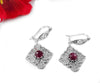 925 Sterling Silver Handcrafted Filigree Art Tiny Dangle Drop Earrings with Ruby Corundum Gemstone