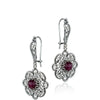925 Sterling Silver Filigree Art Ruby Corundum Gemstone Sun Figured Dangle Drop Earrings