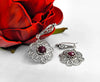 925 Sterling Silver Filigree Art Ruby Corundum Gemstone Sun Figured Dangle Drop Earrings