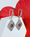 Sterling Silver Filigree Art Ruby Gemstone Women Dangle Drop Earrings