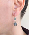Sterling Silver Filigree Art Gemstone Dangle Women Star Earrings
