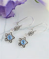 Sterling Silver Filigree Art Gemstone Dangle Women Star Earrings