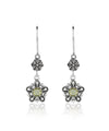 Sterling Silver Filigree Art Gemstone Dangle Women Star Earrings