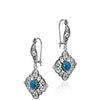 925 Sterling Silver Filigree Art Turquoise Gemstone Dangle Drop Earrings