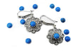 925 Sterling Silver Filigree Art Turquoise Gemstone Sun Figured Dangle Drop Earrings
