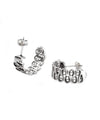 Sterling Silver Filigree Art Women Drop Figured C Hoop Stud Earrings - Filigranist Jewelry