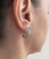 Sterling Silver Filigree Art Women Drop Figured C Hoop Stud Earrings - Filigranist Jewelry