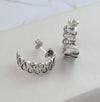 Sterling Silver Filigree Art Women Drop Figured C Hoop Stud Earrings - Filigranist Jewelry