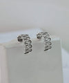 Sterling Silver Filigree Art Women Drop Figured C Hoop Stud Earrings - Filigranist Jewelry