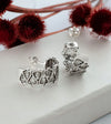 Sterling Silver Filigree Art Women Tulip C Hoop Stud Earrings - Filigranist Jewelry